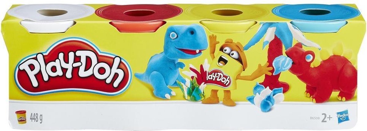 Play-Doh 4-pack Wit-Rood-Geel-Blauw - Play-Doh