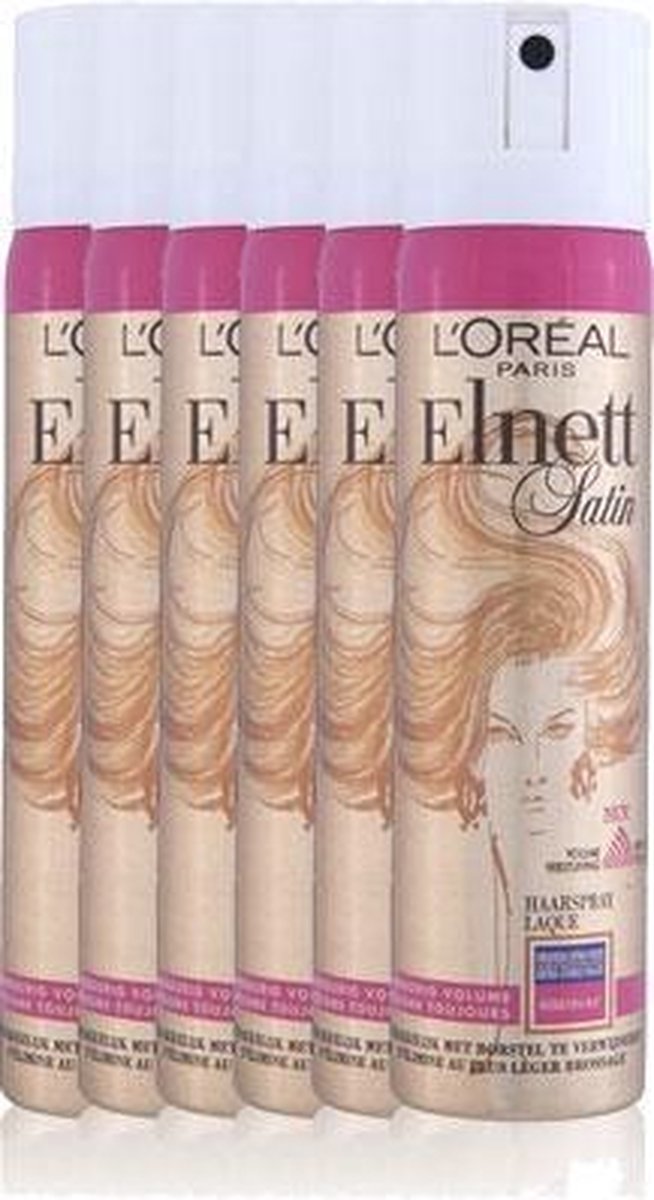 L Oréal Paris Loreal Paris Elnett Satin Haarspray Volume Extra Sterk Voordeelverpakking 6 x 75ml