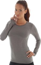 Brubeck Comfort | Dames  Ondergoed Ondershirt Naadloos met Merino Wol - Lange Mouw - Grijs - S