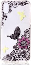 Shop4 iPhone X - Coque arrière souple Fleurs Butterfly Transparent