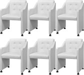 Eetkamerstoelen 6 stuks wit 59 x 57,5 x 86,5 cm (incl. vloerviltjes)