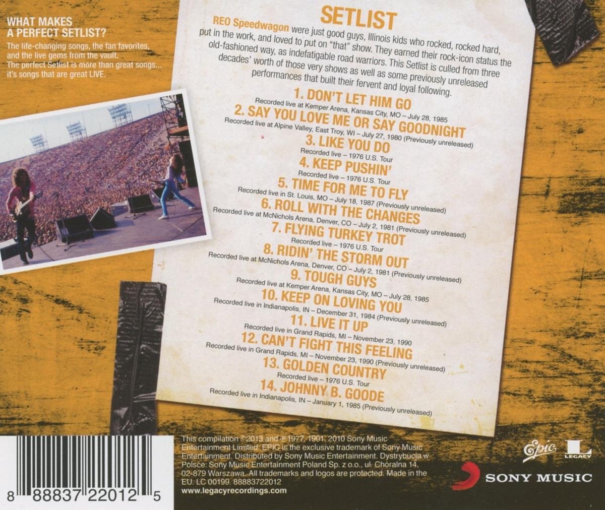 Setlist The Very Best Of, REO Speedwagon CD (album) Muziek