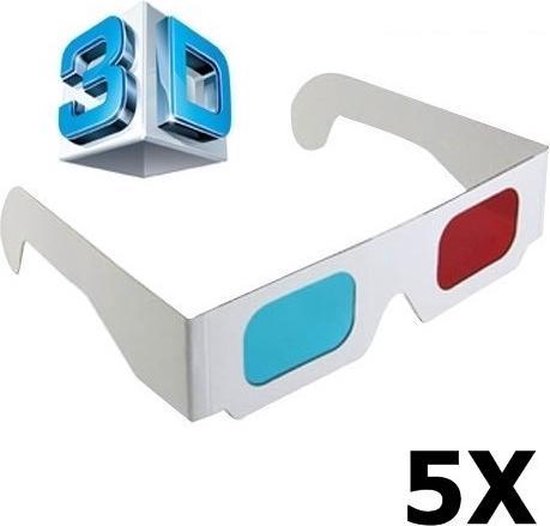 5 Stuks - 3D Red-Cyan Papieren Bril