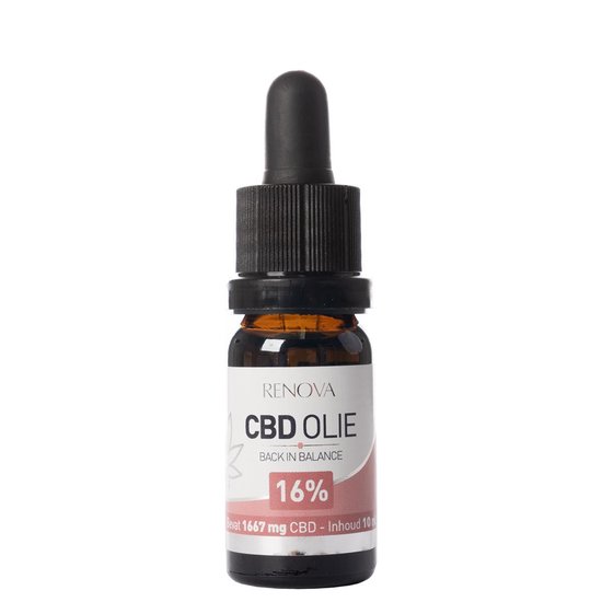 Renova CBD olie 16% 10ml - 1667mg CBD - 225 druppels - cannabidiol - cbd oil - wietolie - hennepolie - cannabis olie - 0,0% THC olie