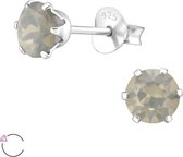 Amanto Oorbellen Elka Grey - 925 Zilver E-Coating - Swarovski® - ∅5mm