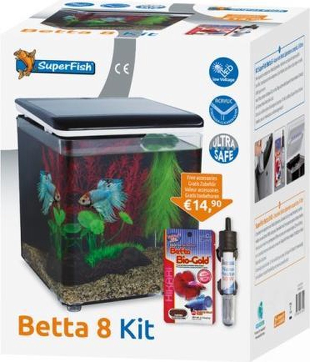 Mammoet Genealogie verontreiniging SuperFish Aquarium Betta 8 set zwart | bol.com