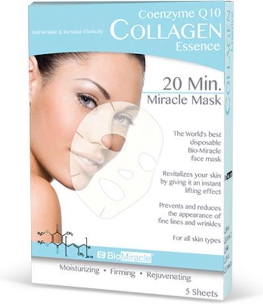 20 Minute Miracle Facial Sheet Mask Coenzyme Q10 Collagen Essence - 5 stuks