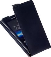 LELYCASE Premium Flip Case Lederen Cover Bescherm Hoesje Sony Xperia J Zwart