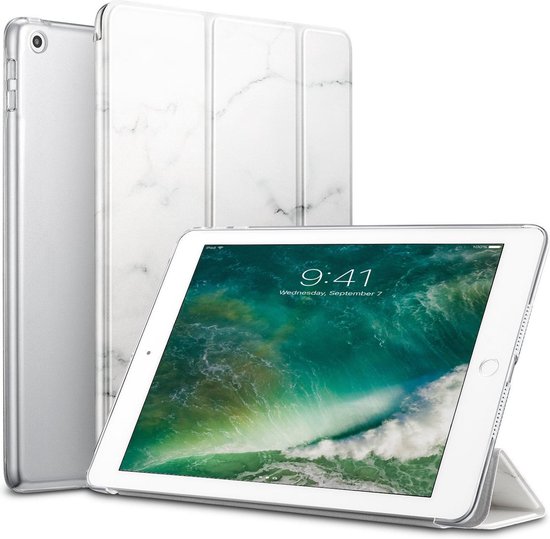 recorder Barmhartig nul iPad 2017 / 2018 Hoes Smart Cover - 9.7 inch - Trifold Book Case Leer  Tablet Hoesje Marmer | bol.com