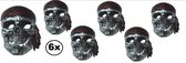 6x Masker piraat zilver Kids