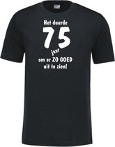 Mijncadeautje - Leeftijd T-shirt - Het duurde 75 jaar - Unisex - Zwart (maat XXL)