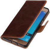 Zakelijke Book Case Telefoonhoesje Geschikt voor de Samsung Galaxy J7 (2016) J710F - Portemonnee Hoesje - Pasjeshouder Wallet Case - Mocca