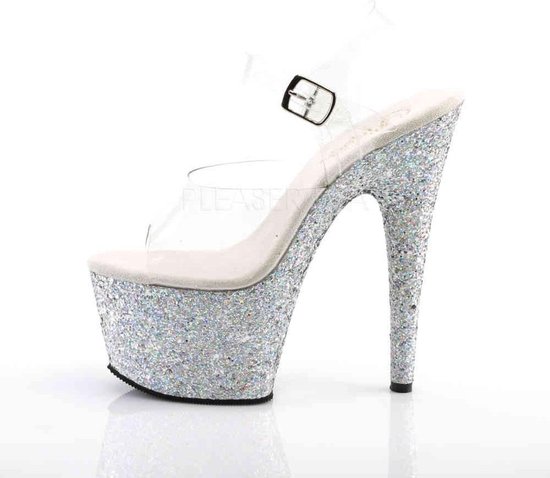 Pleaser Sandale avec bride à la cheville -42 Chaussures- ADORE-708LG US 12 Argenté