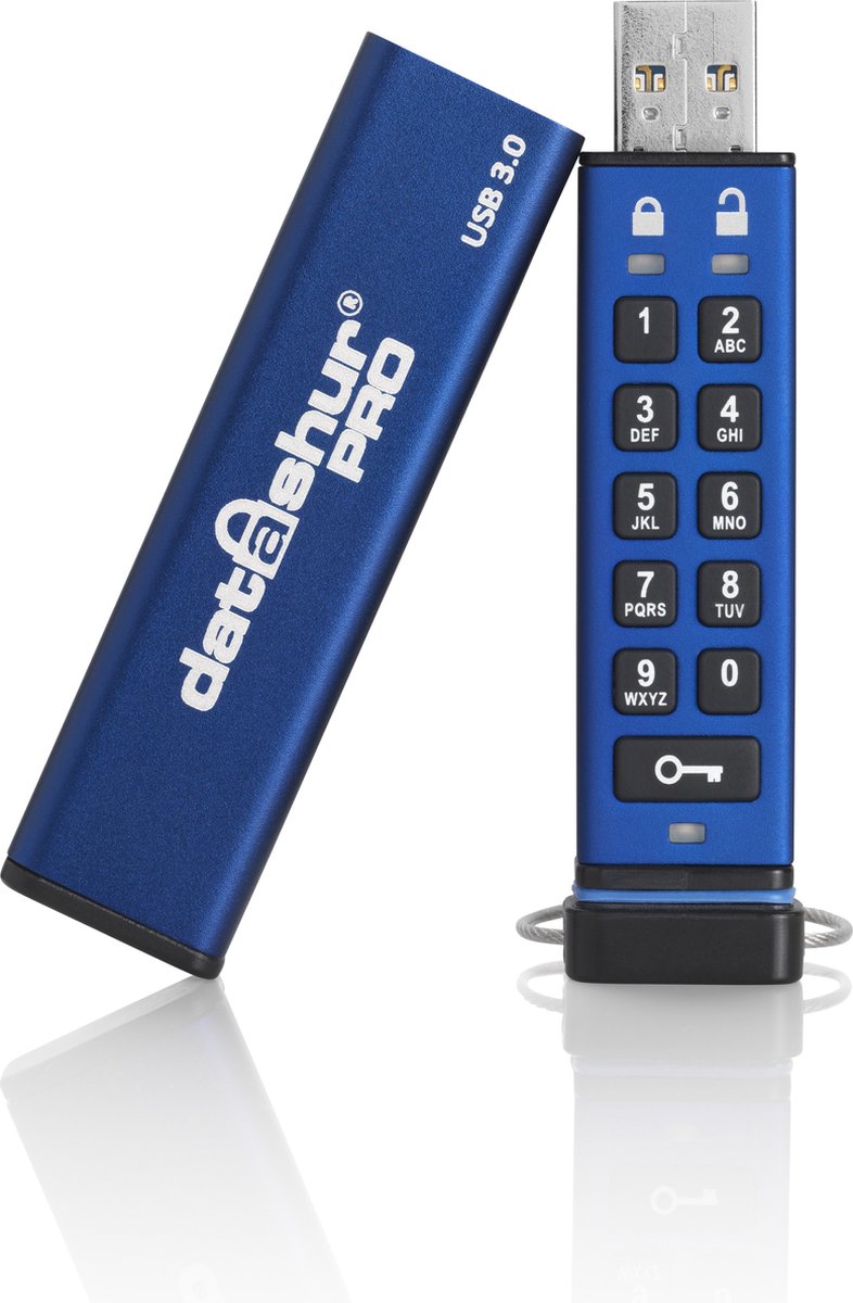 iStorage IS-FL-DA3-256-64 Usb-stick - USB 3.0 A - 64 GB - blauw