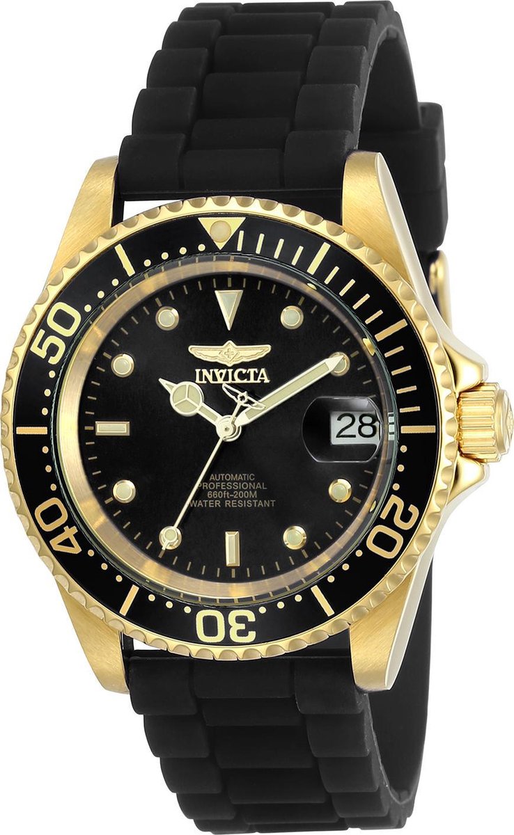 Invicta Pro Diver 23681 Heren Horloge - Waterdicht - Analoog - Automatisch Uurwerk - Roestvrij Staal met zwarte Wijzerplaat - 40mm
