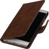 Bruin Hout booktype wallet cover cover voor Sony Xperia C6