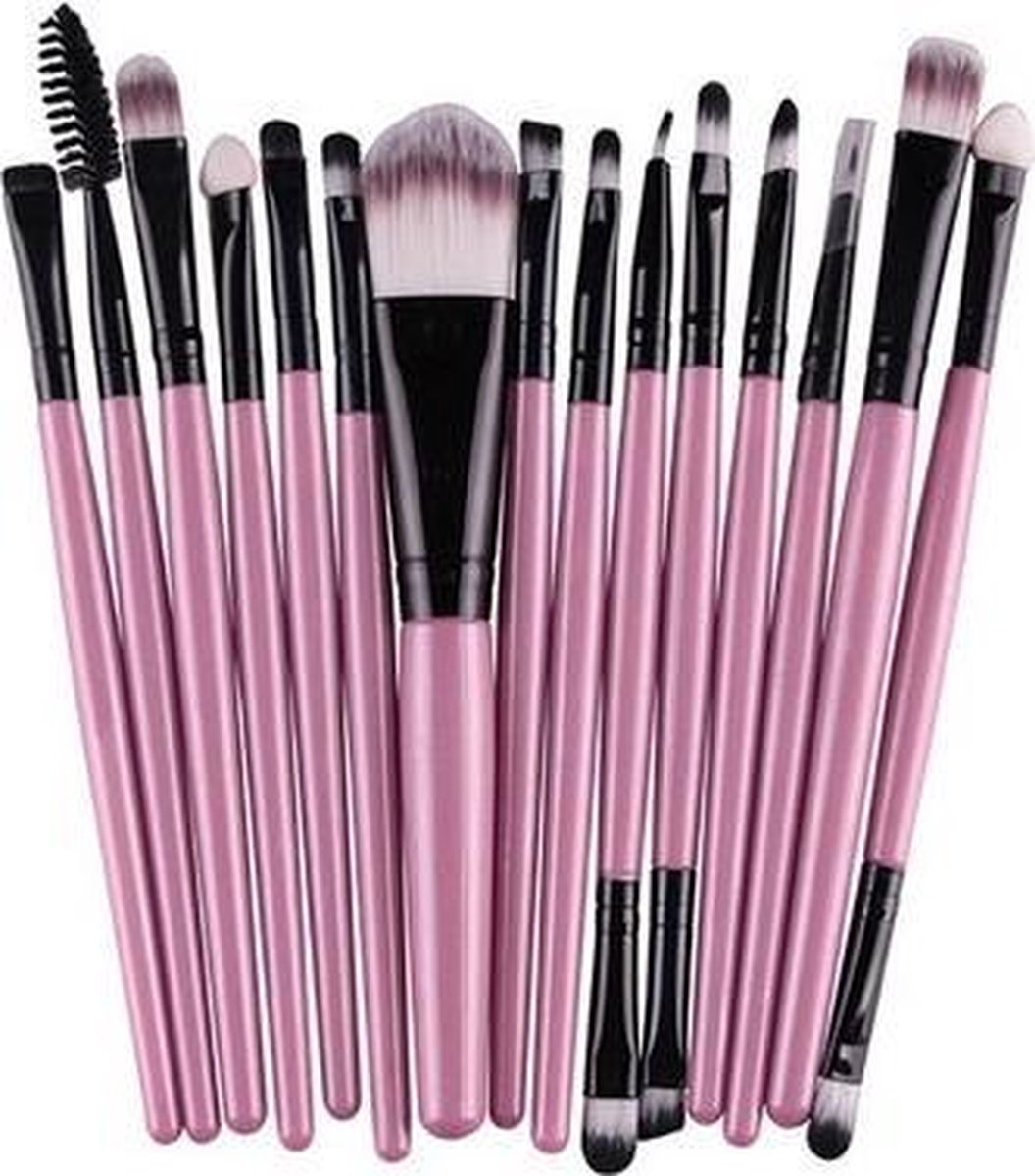 15-delige Make-up Kwasten/Brush Set | Roze | Fashion Favorite