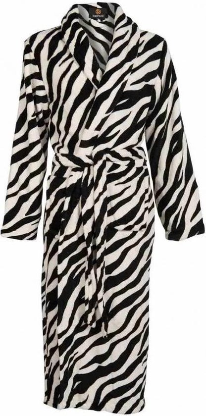 Badjas zebra maat L/XL- fleece badjas dames - sjaalkraag - kuitlengte |  bol.com