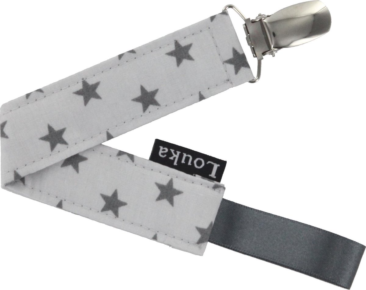 Goedkoopste Louka speenkoord lichtgrijs met donkergrijze sterren