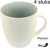 Pomax - Porseleinen - Beker - Danois - Wit/Grijs - 4 stuks - 350ml -   8,8 X 10 CM - MoK