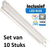 LED Buis armatuur met Trog 120cm - Enkel | Inclusief Hoge Lumen LED Buis - 6000K - Daglicht (Set van 10 stuks)