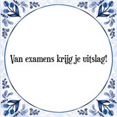 Tegeltje met Spreuk (Tegeltjeswijsheid): Van examens krijg je uitslag! + Kado verpakking & Plakhanger