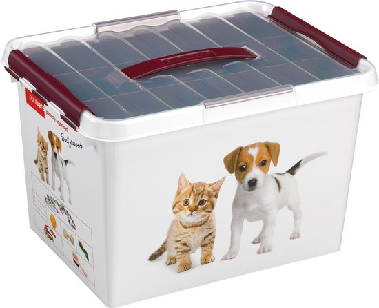 actrice mengsel Aarde Sunware - Q-line huisdieren opbergbox met inzet 22L wit bordeaux - 40 x 30  x 26 cm | bol.com
