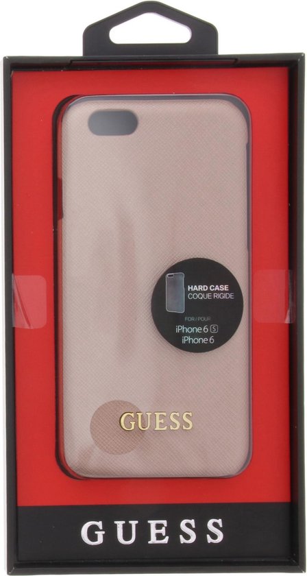 Guess Saffiano Backcover hoesje voor iPhone 6/6S - Rose goud