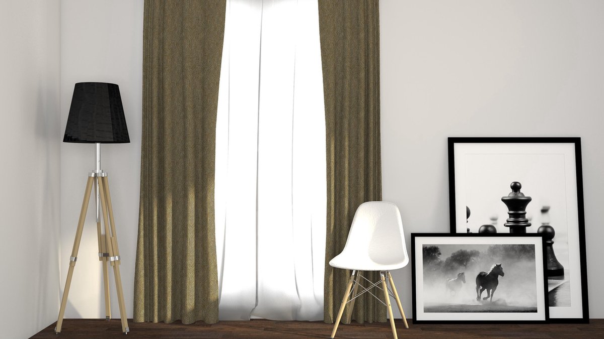Larson - Luxe Geweven Blackout Gordijn - Ringen - Beige - 300 x 250 cm – Verduisterend & kant en klaar