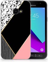 Geschikt voor Samsung Galaxy Xcover 4 Uniek TPU Hoesje Black Pink Shapes