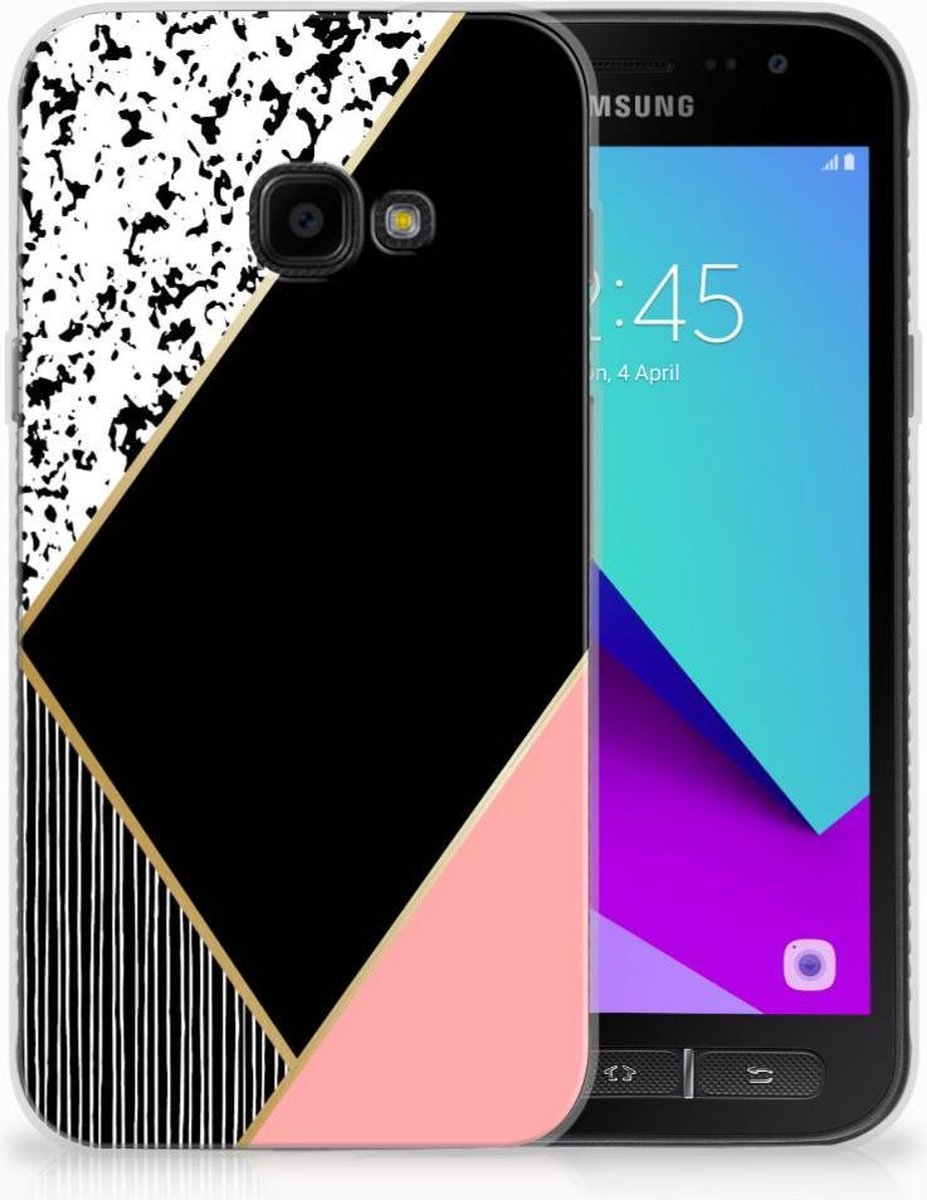 Samsung Galaxy Xcover 4 | Xcover 4s TPU Hoesje Zwart Roze Vormen