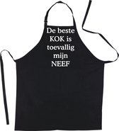 Mijncadeautje - Schort - De beste kok is toevallig mijn - NEEF - Mooie - grappige - leuke Keukenschort - Zwart