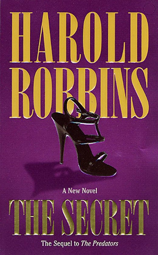 Boekomslag van 'The Secret' van Harold Robbins met een zwarte hoge hak schoen.