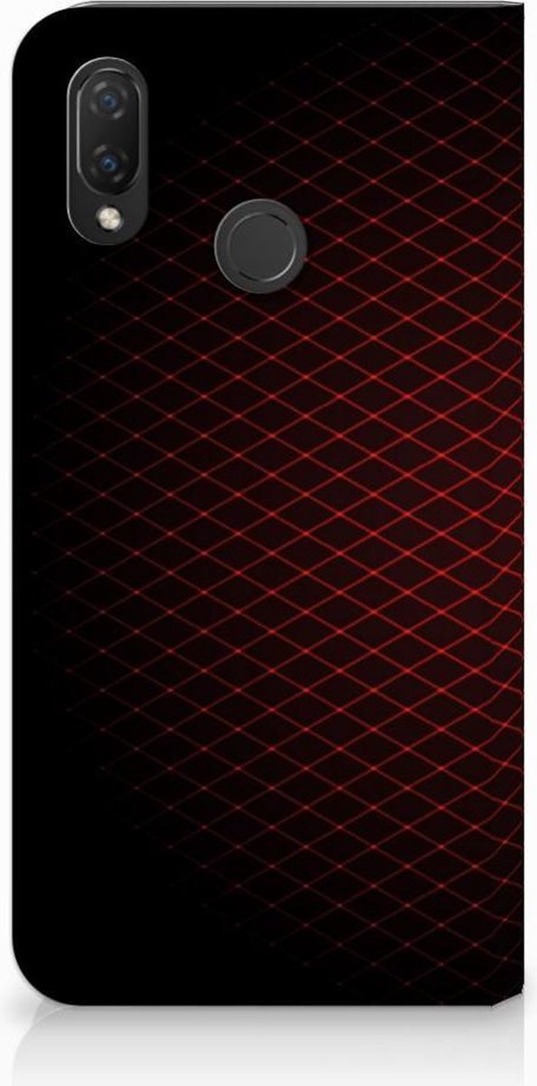 Huawei P Smart Plus Hoesje met Magneet Geruit Rood