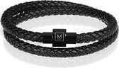 Memphis leren wrap armband Zwart-21cm