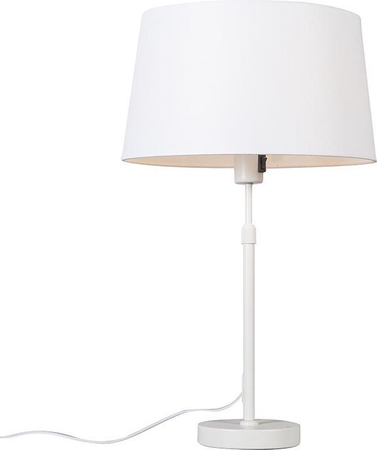QAZQA Parte - Moderne Tafellamp met kap - 1 lichts - H 700 mm - Wit - Woonkamer | Slaapkamer | Keuken