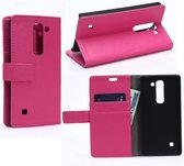 Litchi Cover wallet case hoesje LG Magna roze