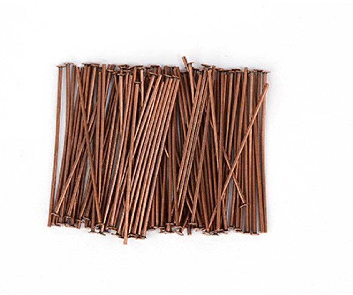 Kettelstiften Kop Head pin, Antique Copper 100 stuks