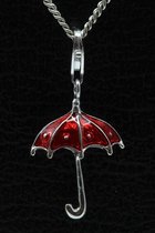 Zilveren Paraplu rood hanger én bedel