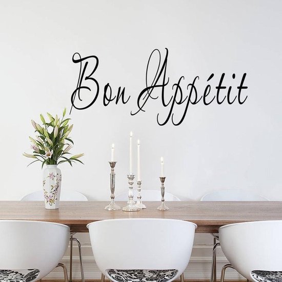 Muursticker tekst Bon appetit | keuken - eetkamer - restaurant | modern -  decoratie -... | bol.com
