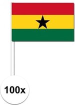 100x Ghanese zwaaivlaggetjes 12 x 24 cm