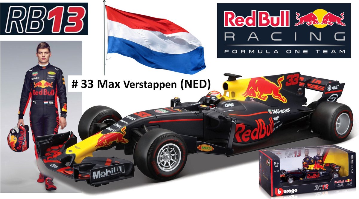 moeilijk verhouding Groot Burago Red Bull Max Verstappen 1:18 RB13 race speelgoed auto schaalmodel |  bol.com