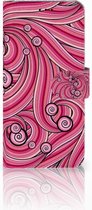 Geschikt voor Samsung Galaxy J6 2018 Uniek Bookcase Hoesje Swirl Pink