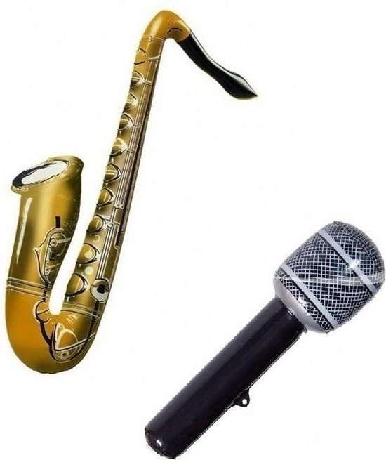consumptie Habitat Verlaten Set 2x opblaasbare muziek instrumenten saxofoon en microfoon | bol.com
