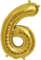 Folie Ballon Cijfer 6 Goud XL 86cm leeg