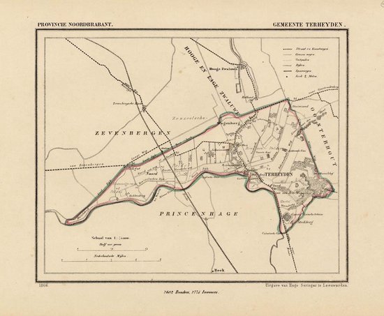 Historische kaart, plattegrond van gemeente Terheyden in Noord Brabant uit 1867 door Kuyper van Kaartcadeau.com
