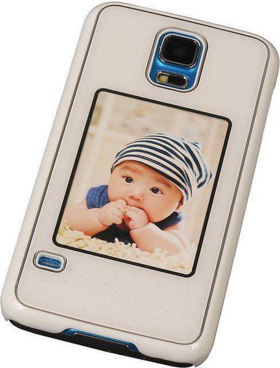Samsung Galaxy S5 - Fotolijst Hardcase Hoesje Wit - Back Cover Case Bumper Hoes
