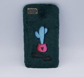 zacht pluizig – bont – watercolor cactus – case voor IPhone 6 Plus