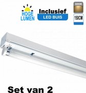 LED Buis armatuur 150cm - Enkel | Inclusief Hoge Lumen LED Buis - 3000K - Warm wit (Set van 2 stuks)