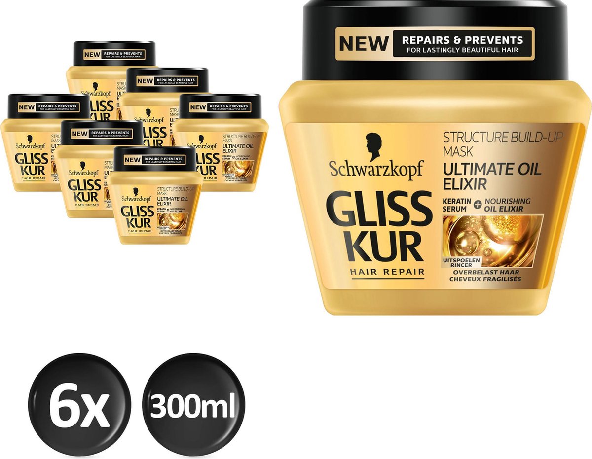 Gliss Kur Anti-Hairbreakage-Mask Ultimate Oil Elixir x6